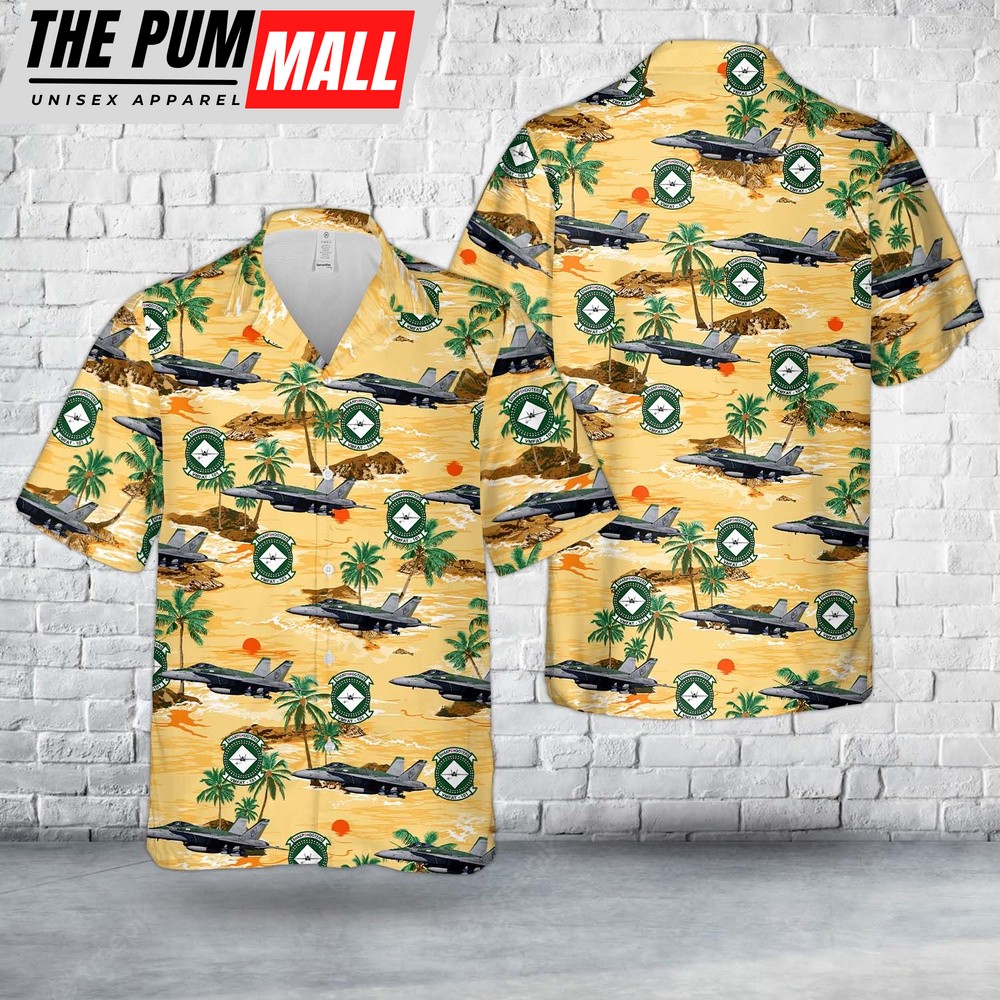 Military Hawaiian Shirt, US Marine Corps VMFAT-101 Sharpshooters FA-18C Hornet Hawaiian Shirt
