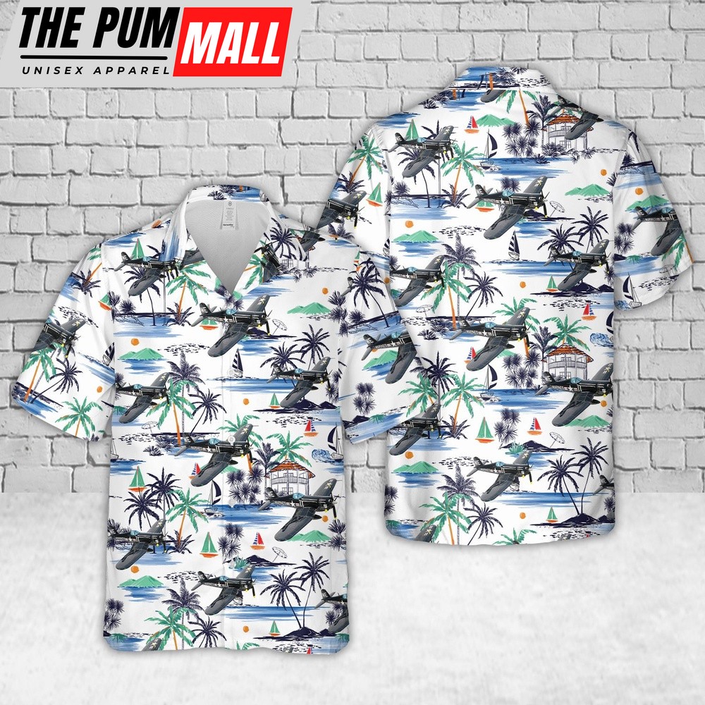 Military Hawaiian Shirt, US Marine Corps Vought F4U4 Corsair VMF-214 “Black Sheep” Squadron during the WWII Hawaiian Shirt