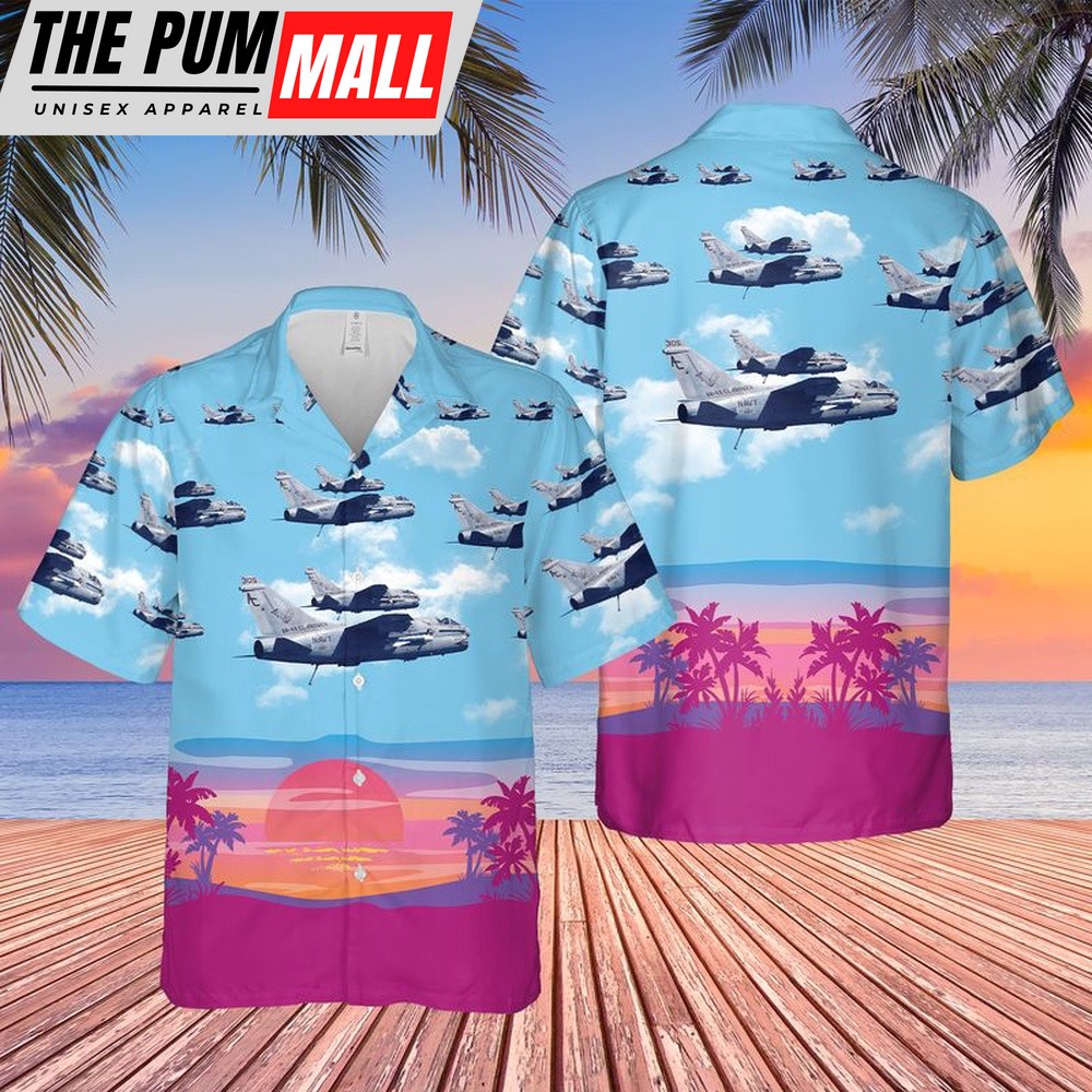 Military Hawaiian Shirt, US Navy A7E Corsair II Of VA-46 Clansmen Hawaiian Shirt