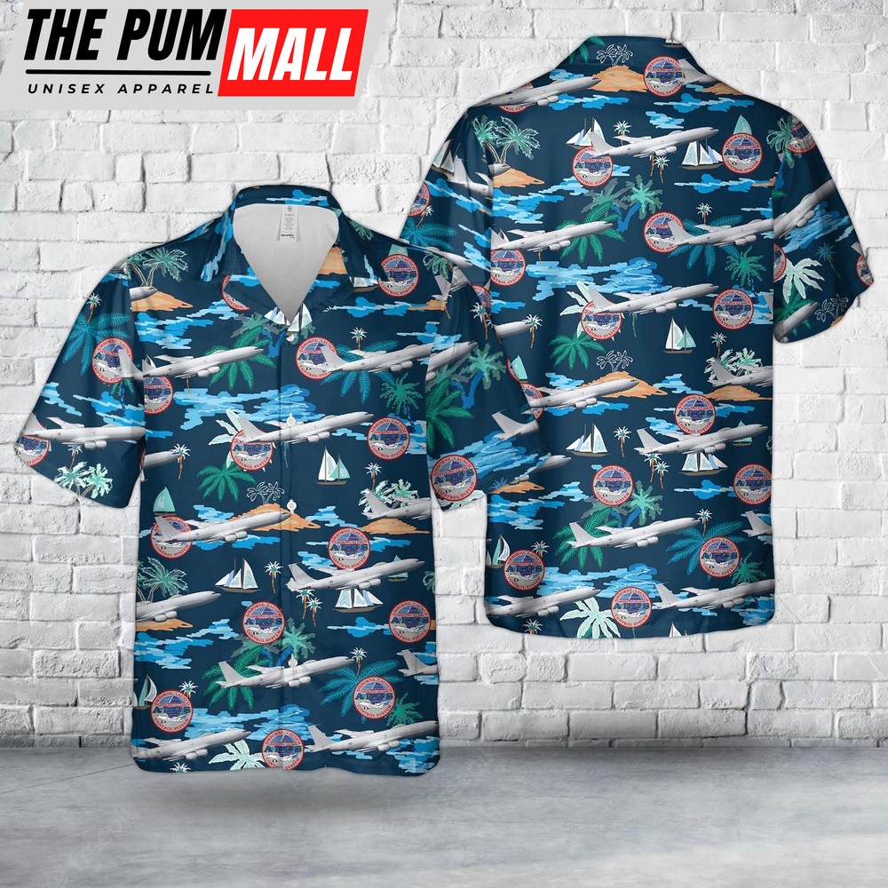Military Hawaiian Shirt, US Navy Airborne Launch Control System (ALCS) E-6B Mercury Hawaiian Shirt