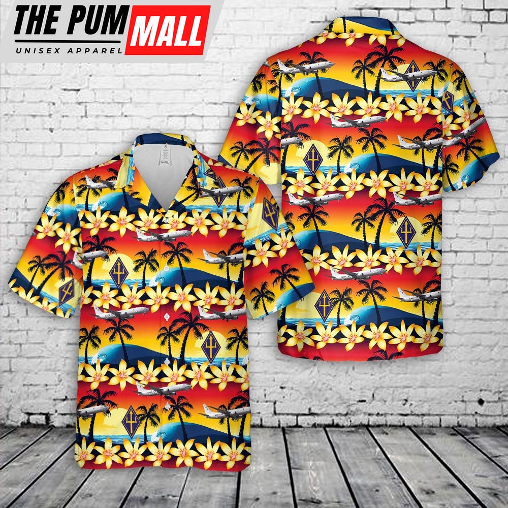 Military Hawaiian Shirt, US Navy Boeing P-8A Poseidon 168848 LK, Patrol Squadron 26 (VP-26) Trident Hawaiian Shirt