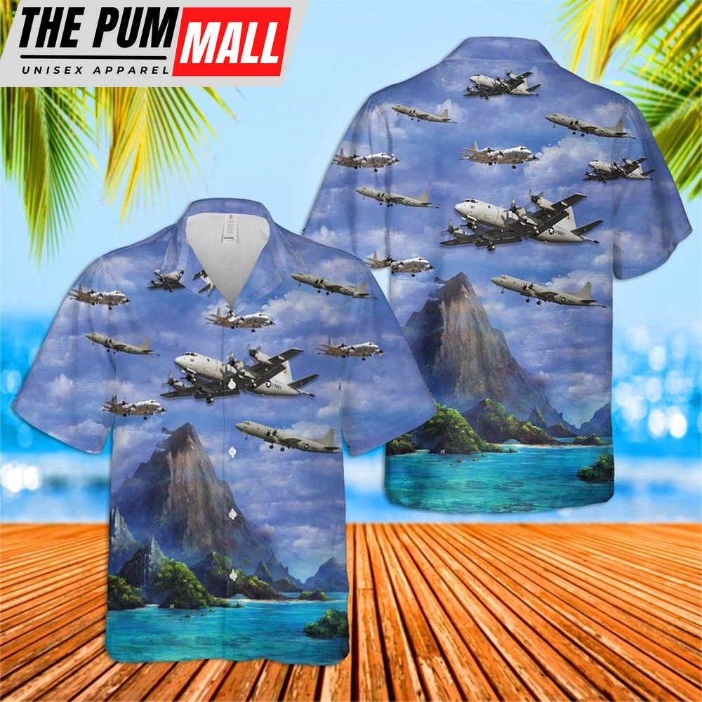 Military Hawaiian Shirt, US Navy Lockheed P-3 Orion Hawaiian Shirt