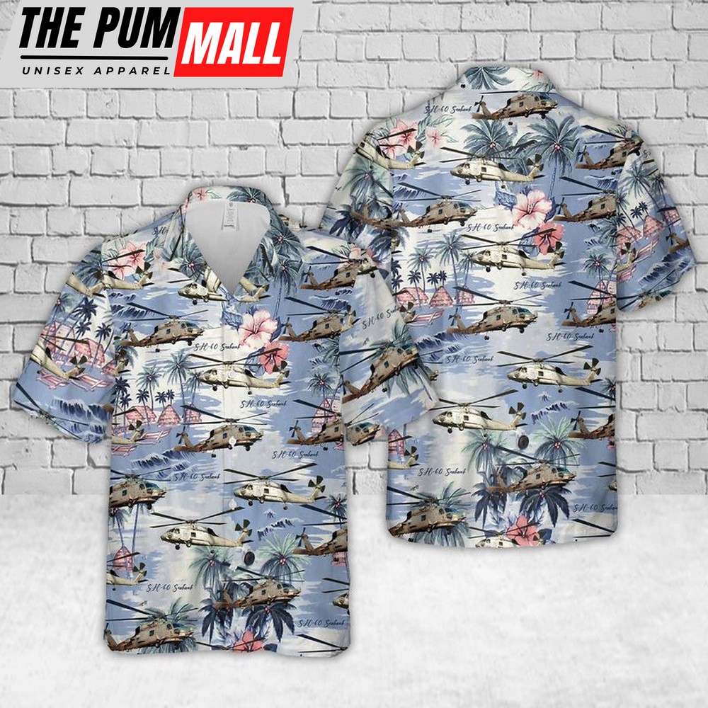 Military Hawaiian Shirt, US Navy MH-60 Seahawk Hawaiian Shirt