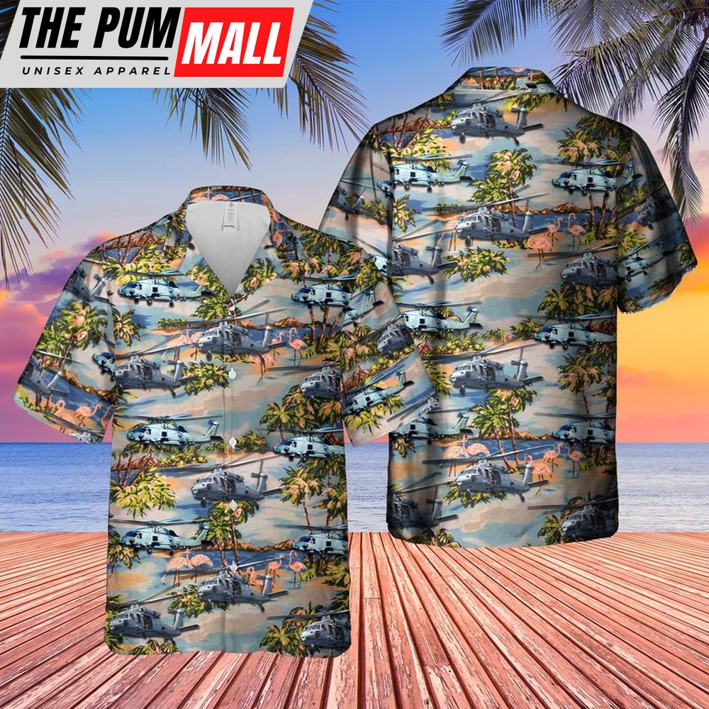 Military Hawaiian Shirt, US Navy MH-60 Seahawk Helicopter Hawaiian Shirt