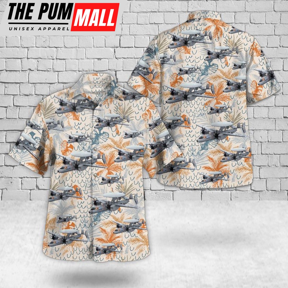 Military Hawaiian Shirt, US Navy Northrop Grumman E-2D Advanced Hawkeye Airborne Early Warning (AEW) Aircraft Hawaiian Shirt
