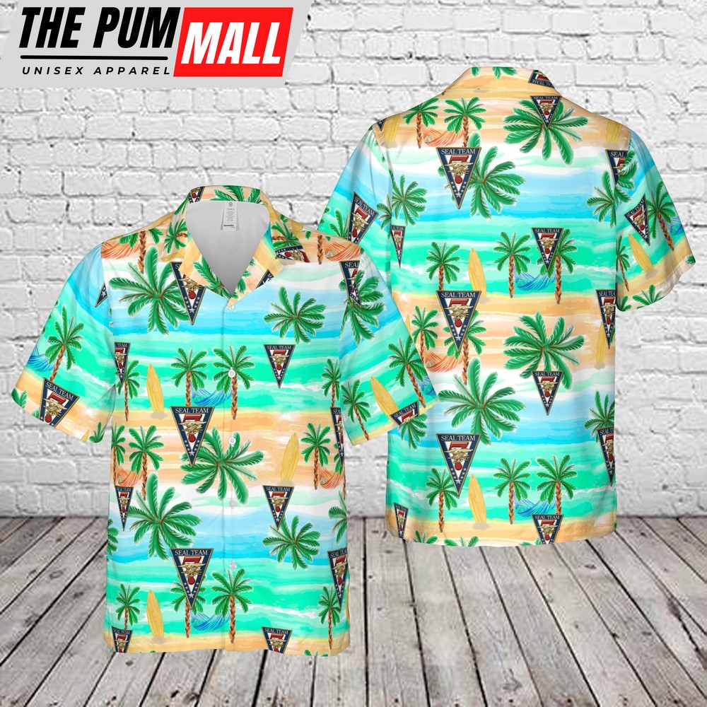 Military Hawaiian Shirt, US Navy SEAL Team 7 – Naval Special Warfare Command (NSWC) Hawaiian Shirt