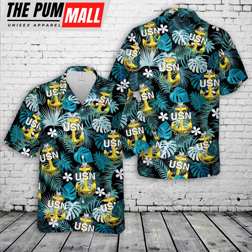 Military Hawaiian Shirt, US Navy Senior Chief Anchor Hawaiian Shirt