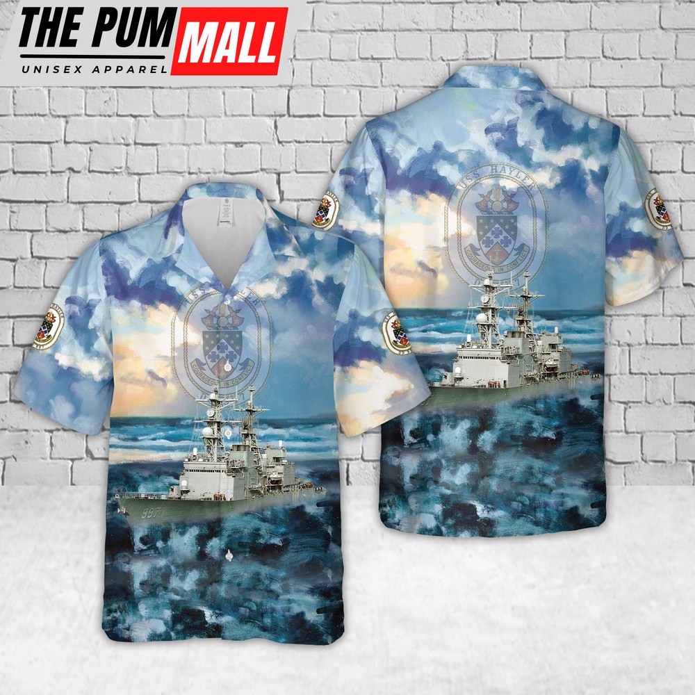 Military Hawaiian Shirt, US Navy USS Hayler (DD-997) Hawaiian Shirt