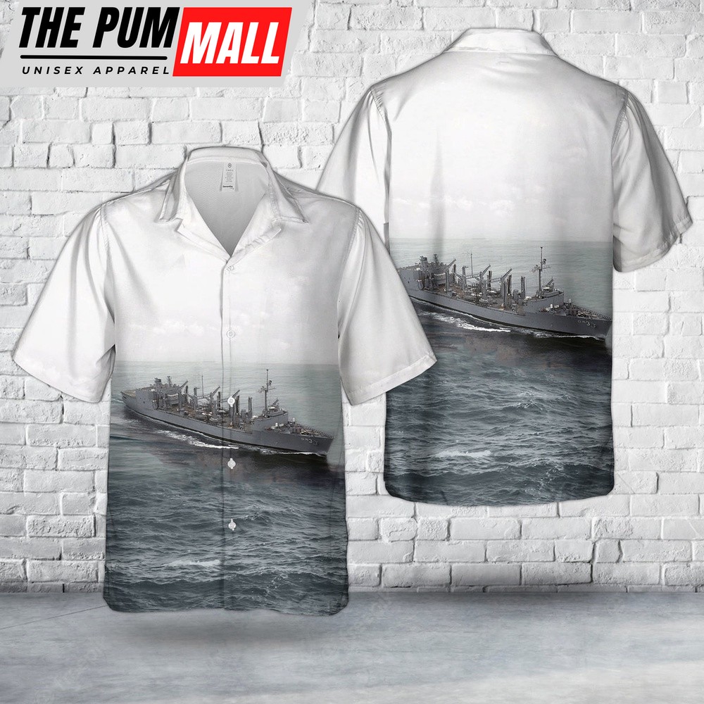Military Hawaiian Shirt, US Navy USS Kansas City (AOR-3) Wichita-class replenishment oilers Hawaiian Shirt