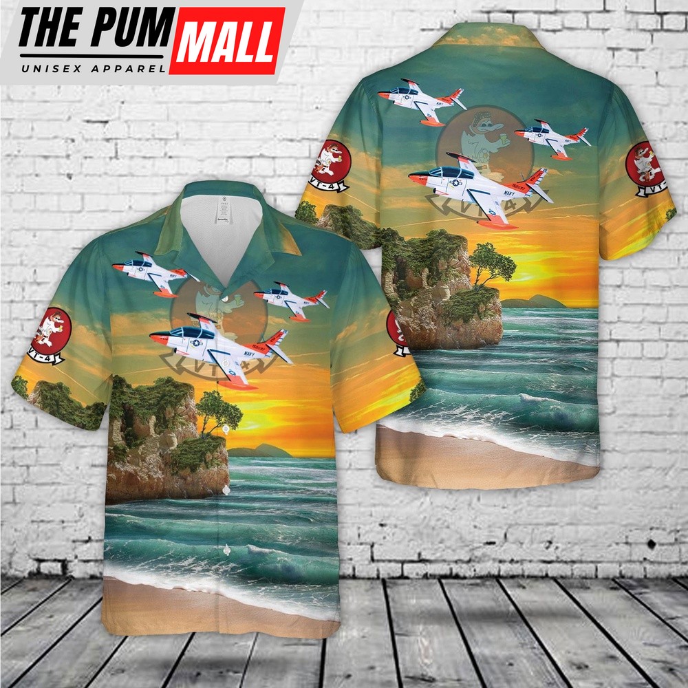 Military Hawaiian Shirt, US Navy VT-4 Warbucks Squadron T-2 Hawaiian Shirt
