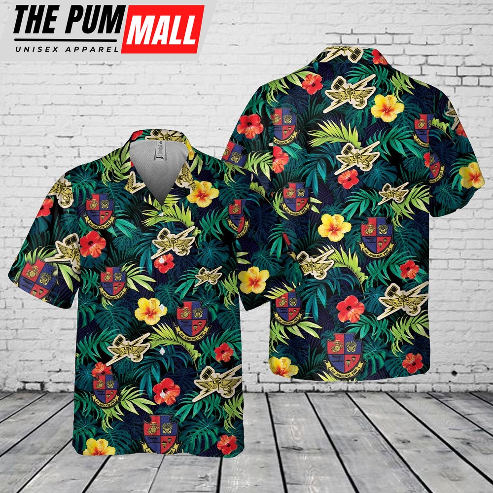 Military Hawaiian Shirt, USMC 1st Anglico FMF Pocket Hawaiian Shirt