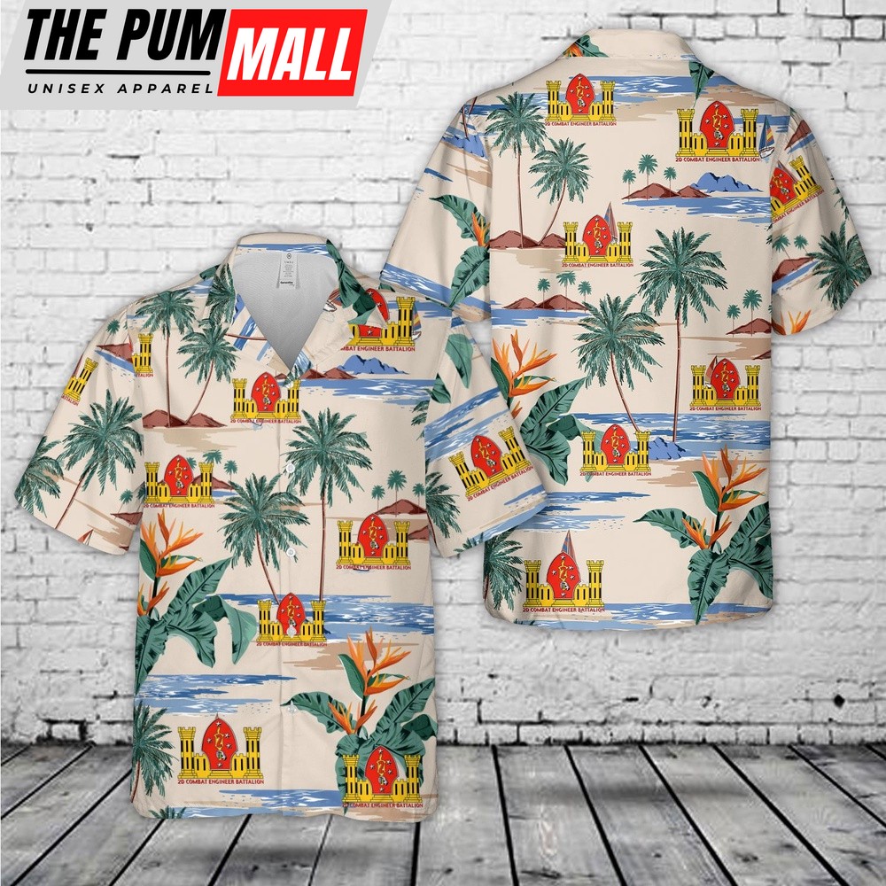 Military Hawaiian Shirt, USMC 2nd Combat Engineer Battalion Hawaiian Shirt