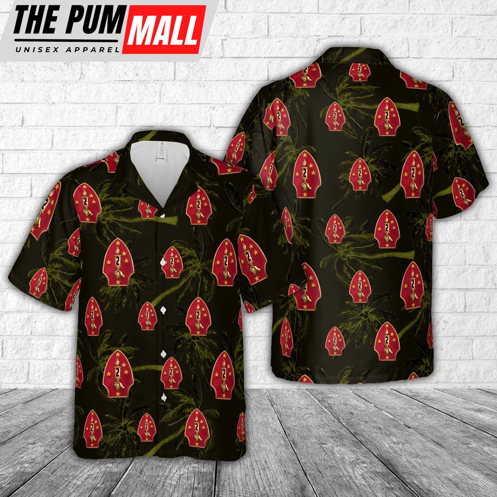 Military Hawaiian Shirt, USMC 2nd Marine Division Hawaiian Shirt