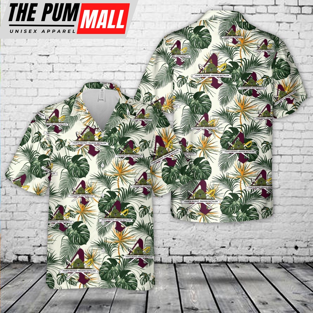 Military Hawaiian Shirt, USMC 4th Recruit Training Battalion Hawaiian Shirt