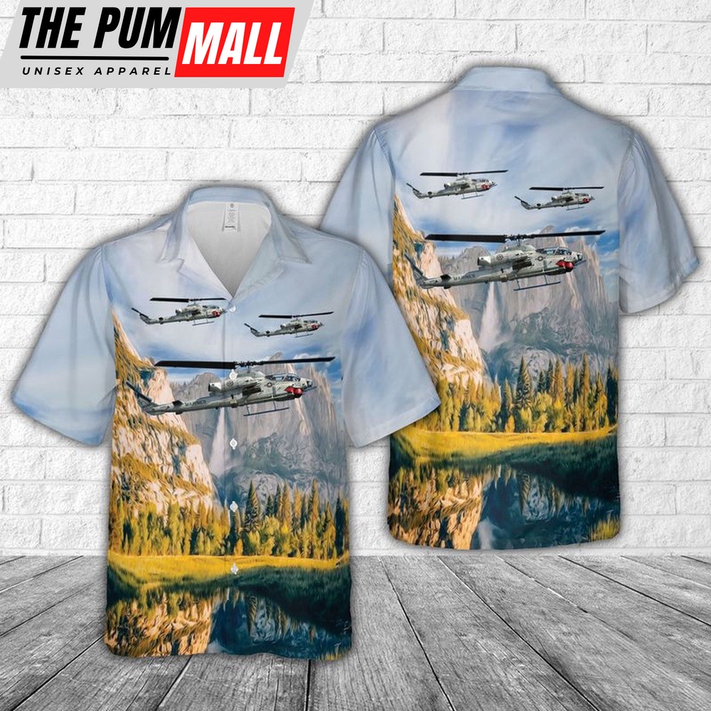 Military Hawaiian Shirt, USMC Bell AH-1W Super Cobra Marine Light Attack Helicopter Squadron 167 (HMLA-167) Hawaiian Shirt
