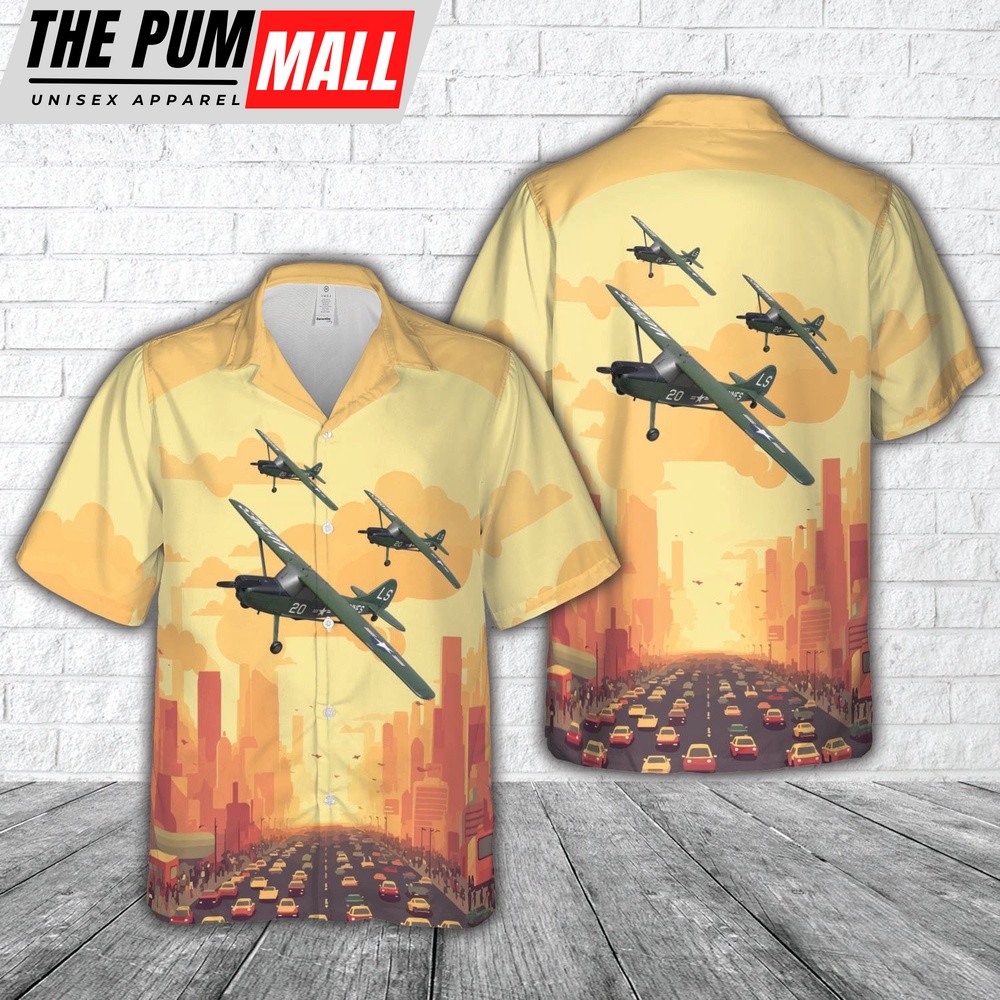 Military Hawaiian Shirt, USMC Cessna 305 O-1 Birdog Forward Air Controller Hawaiian Shirt