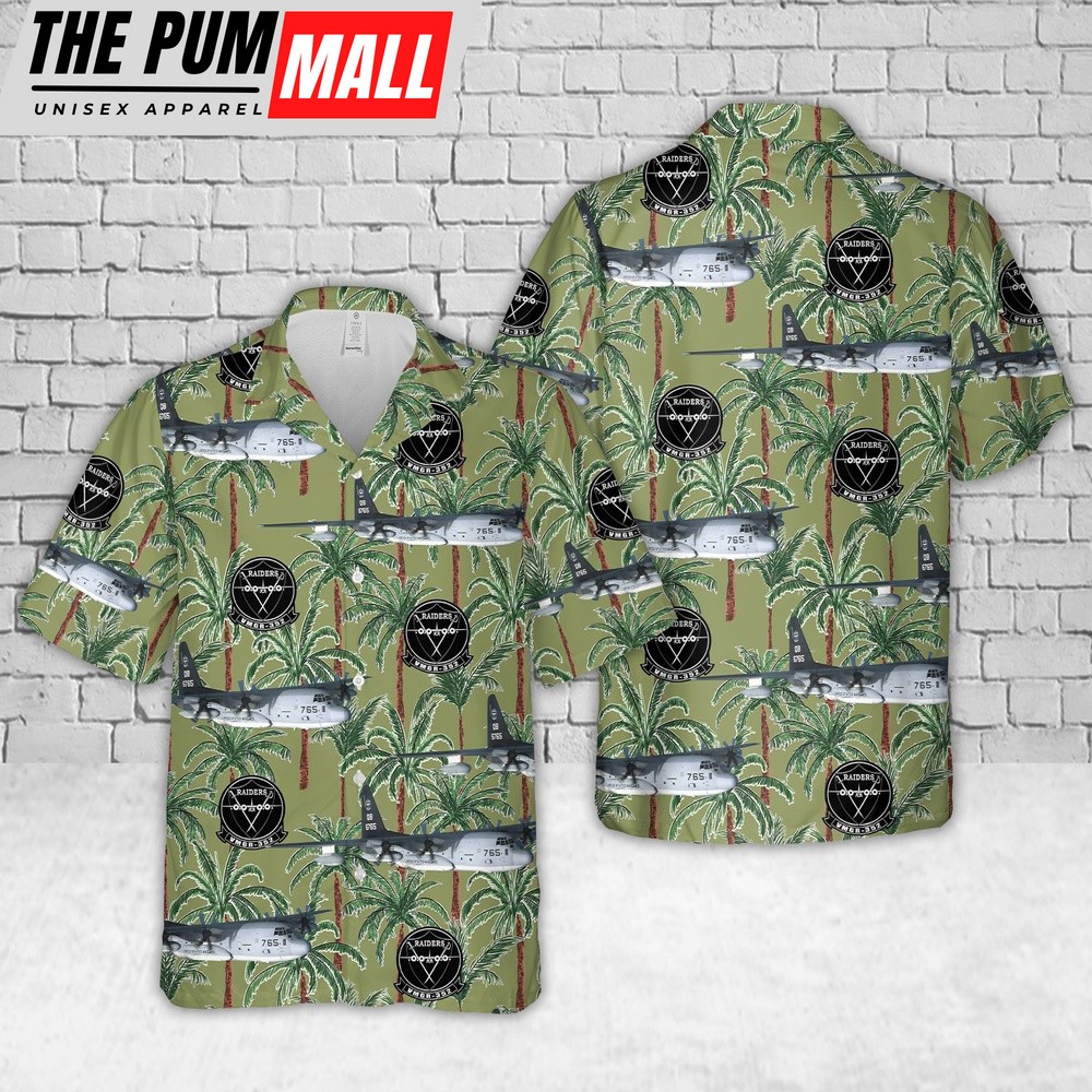 Military Hawaiian Shirt, USMC KC-130J Hercules Of VMGR-352 Raiders Hawaiian Shirt