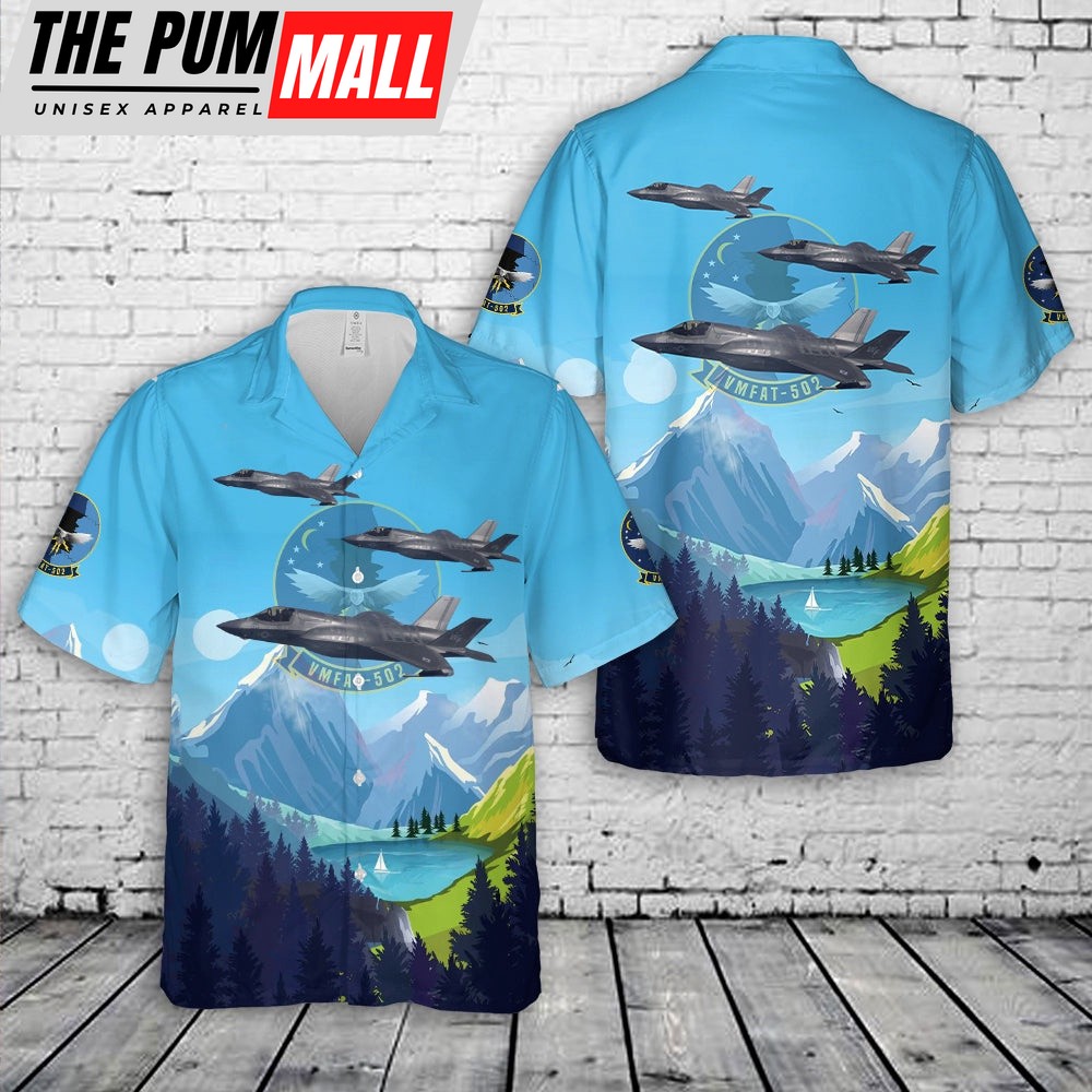 Military Hawaiian Shirt, USMC Marine Fighter Attack Training Squadron 502 VMFAT-502 ‘Flying Nightmares’ Hawaiian Shirt