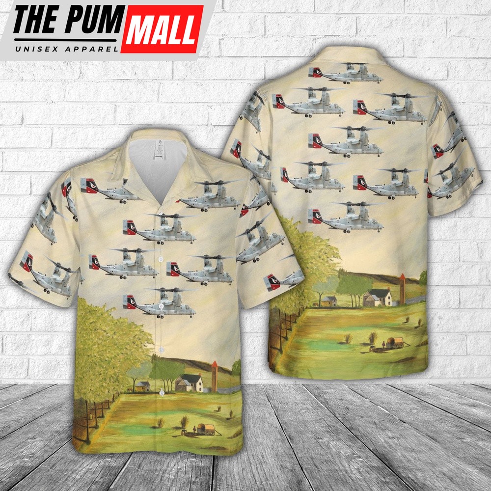 Military Hawaiian Shirt, USMC MV-22 Evil Eyes VMM-163 Hawaiian Shirt
