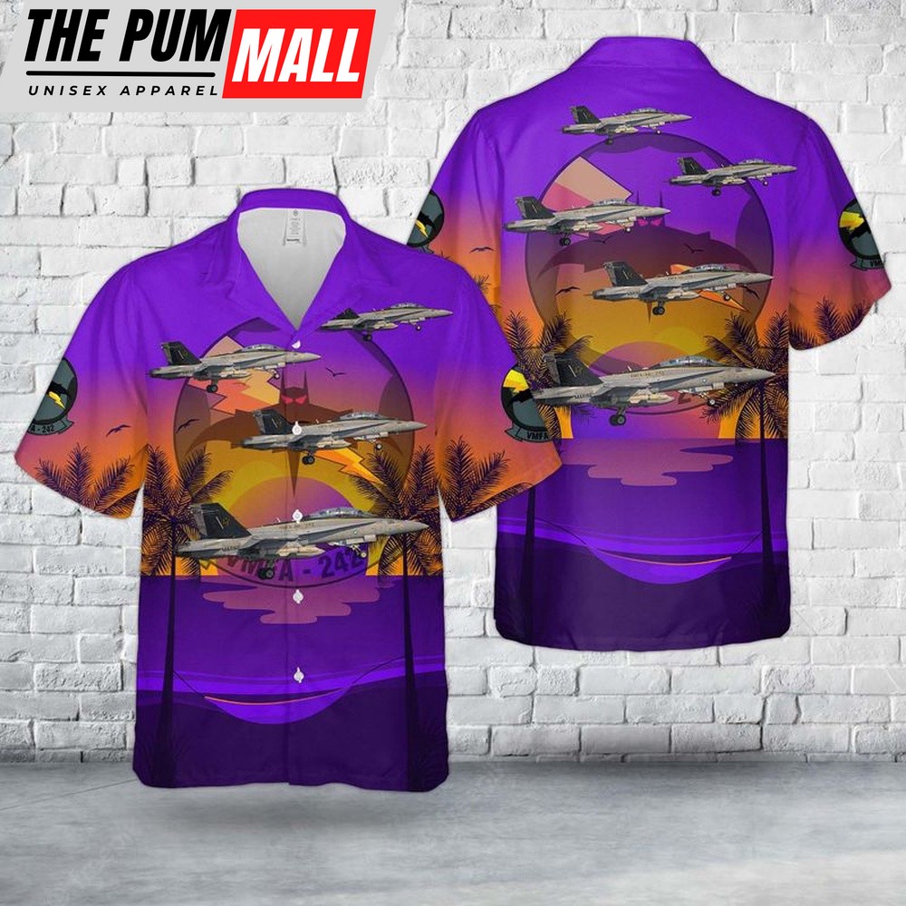 Military Hawaiian Shirt, USMC VMA(AW) 242 FA-18D Hornet Hawaiian Shirt