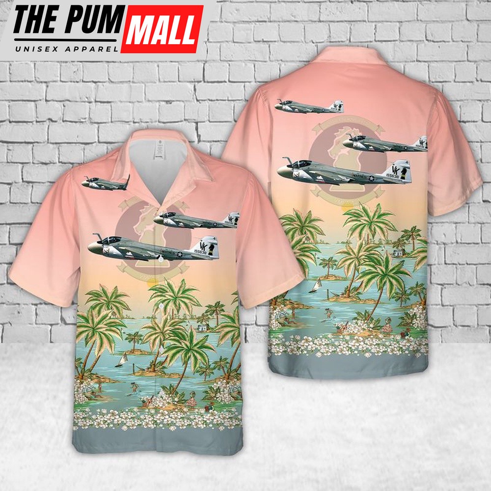 Military Hawaiian Shirt, USMC VMFA-121 Grumman A-6E Intruder Hawaiian Shirt