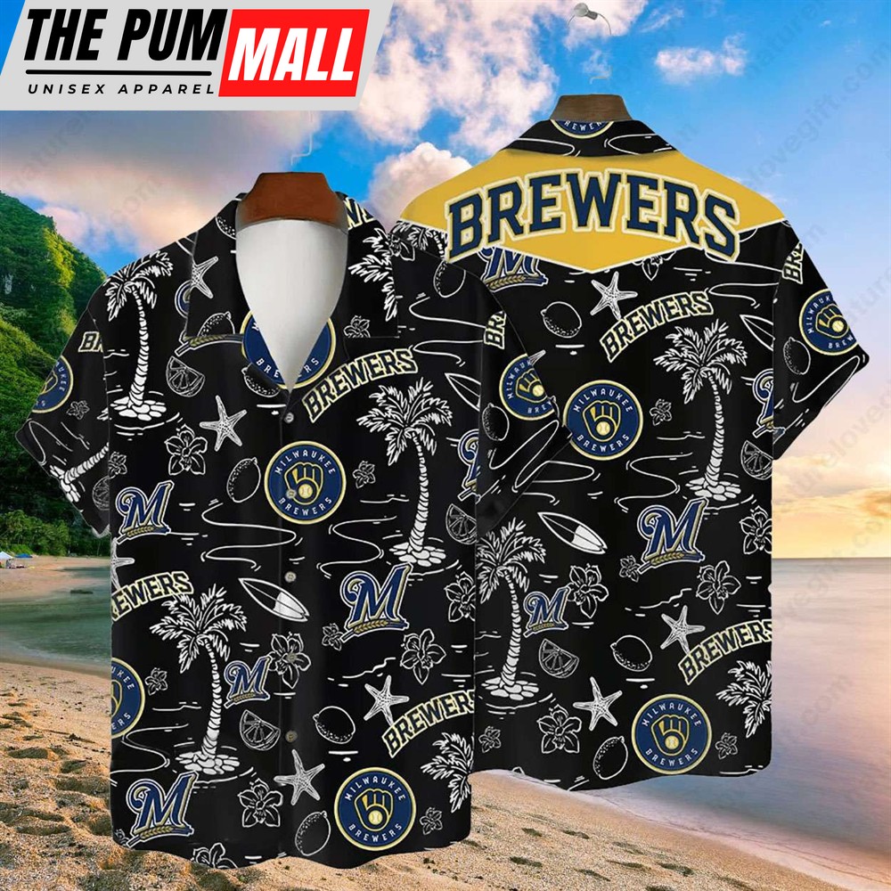 milwaukee-brewers-tropical-palms-mlb-black-hawaiian-shirt-m0z8zjnr Milwaukee Brewers Tropical Palms MLB Black Hawaiian Shirt