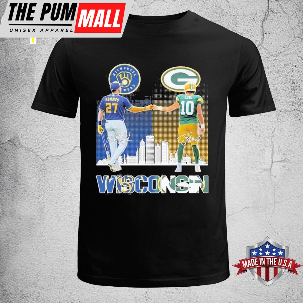 Milwaukee Brewers Willy Adames Green Bay Packers Jordan Love Wisconsin Unisex T-Shirt