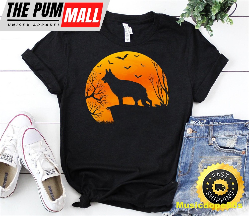 Miniature German Shepherd Moon Halloween Costume Dog Owner T-shirt
