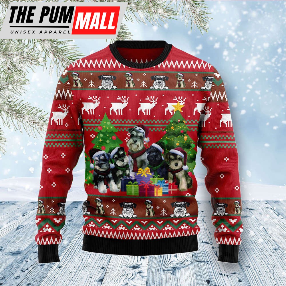 Miniature Schnauzer Family Snow Ugly Christmas Sweater For Men And Women