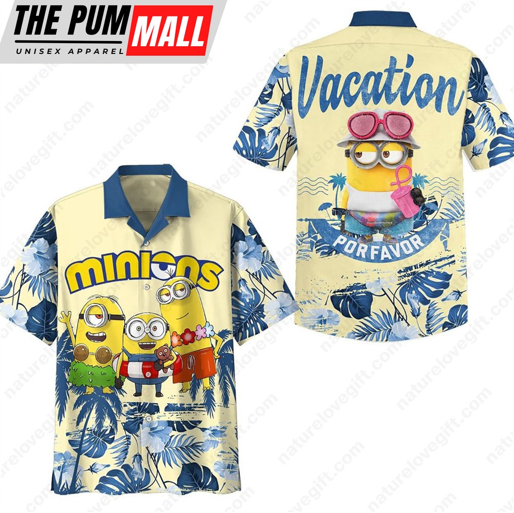 Minions Vacation Por Favor Despicable Me Cartoon Hawaiian Shirt