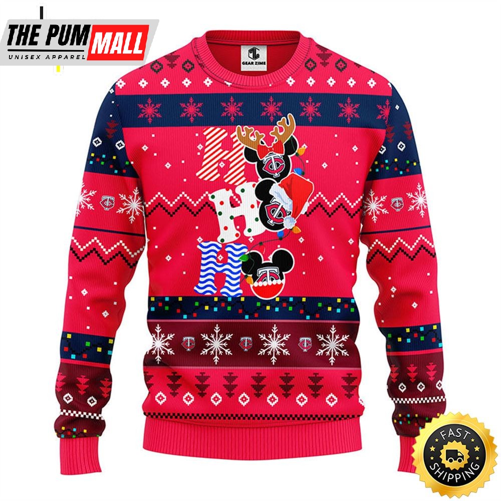 Minnesota Twins Hohoho Mickey Christmas Ugly Sweater