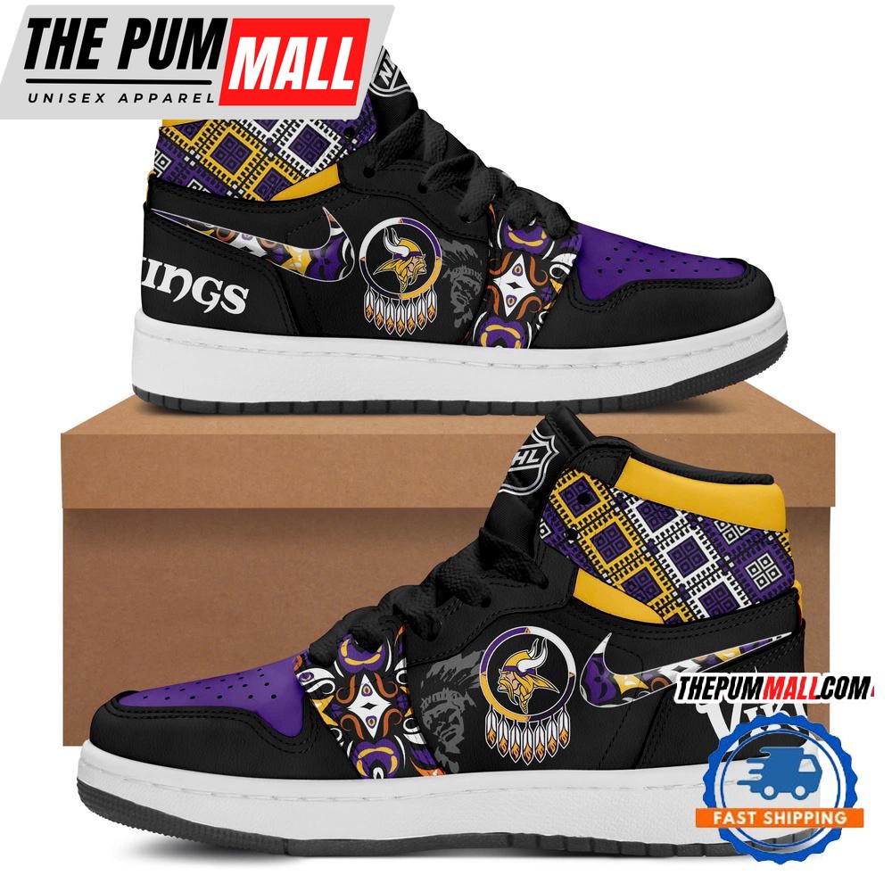 Minnesota Vikings 2025 Native American Heritage Month Air Jd 1 Hightop Shoes