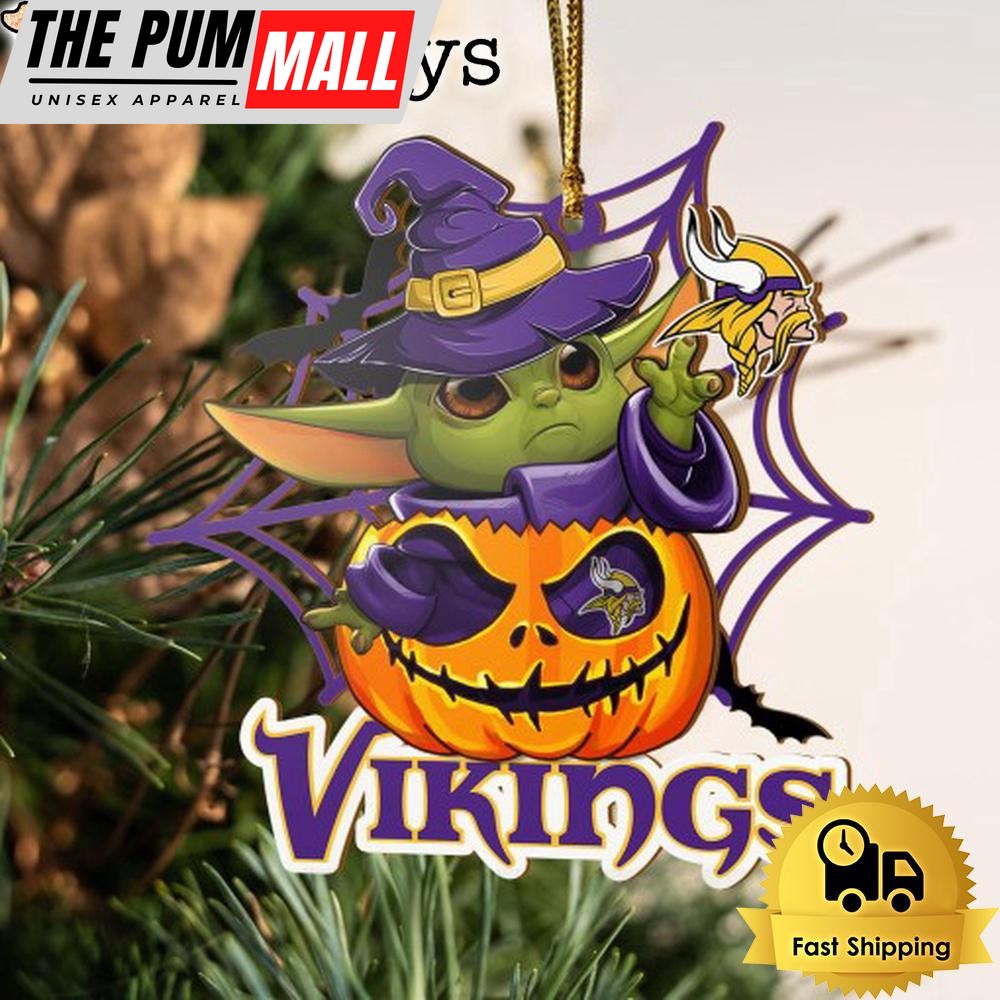 Minnesota Vikings Baby Yoda Pumpkin Halloween Ornament Limited Edition