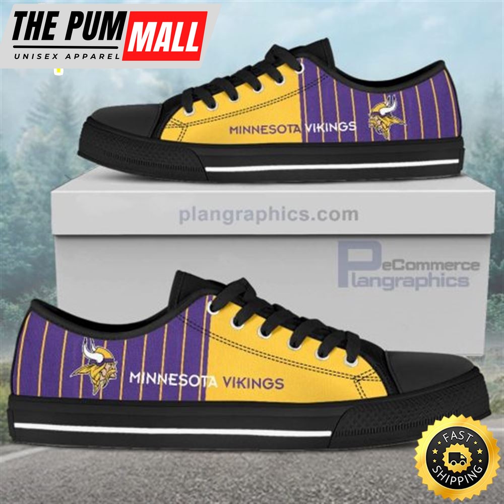 Minnesota Vikings Canvas Low Top Black Shoes