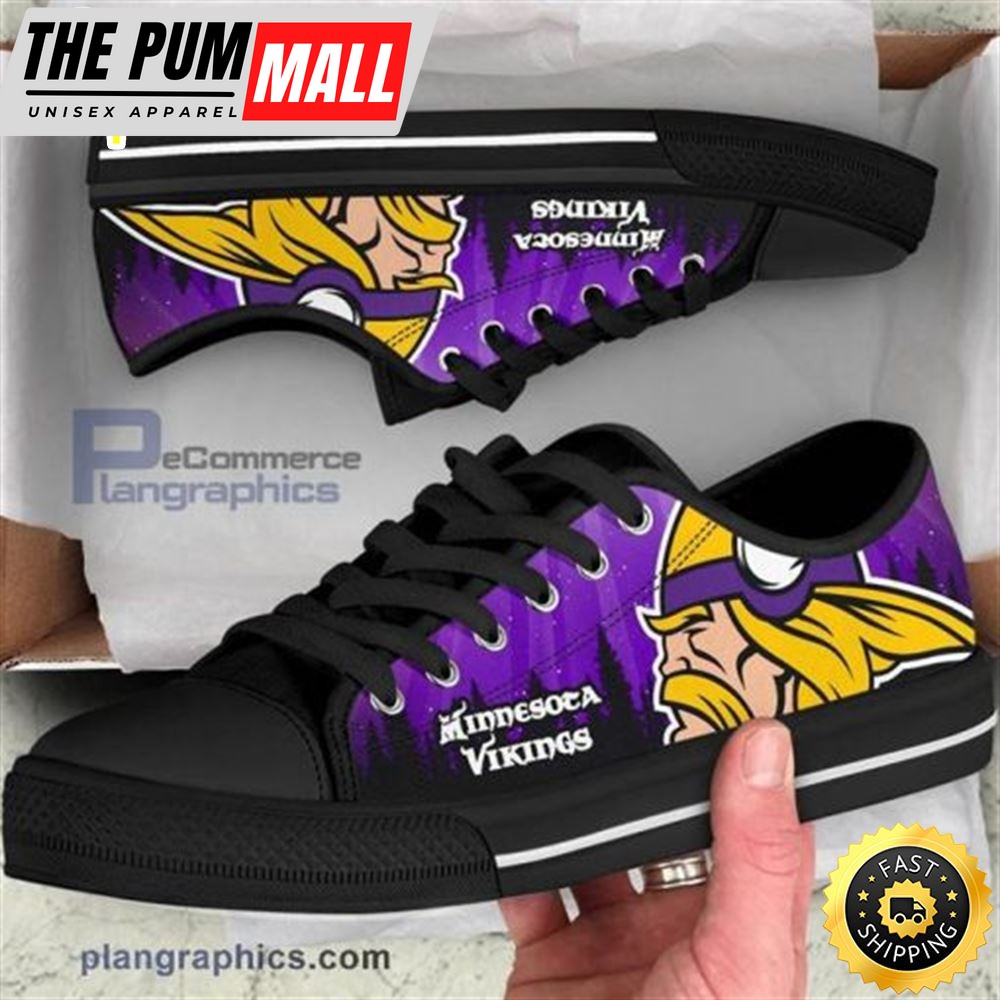 Minnesota Vikings Canvas Shoes Black Low Top