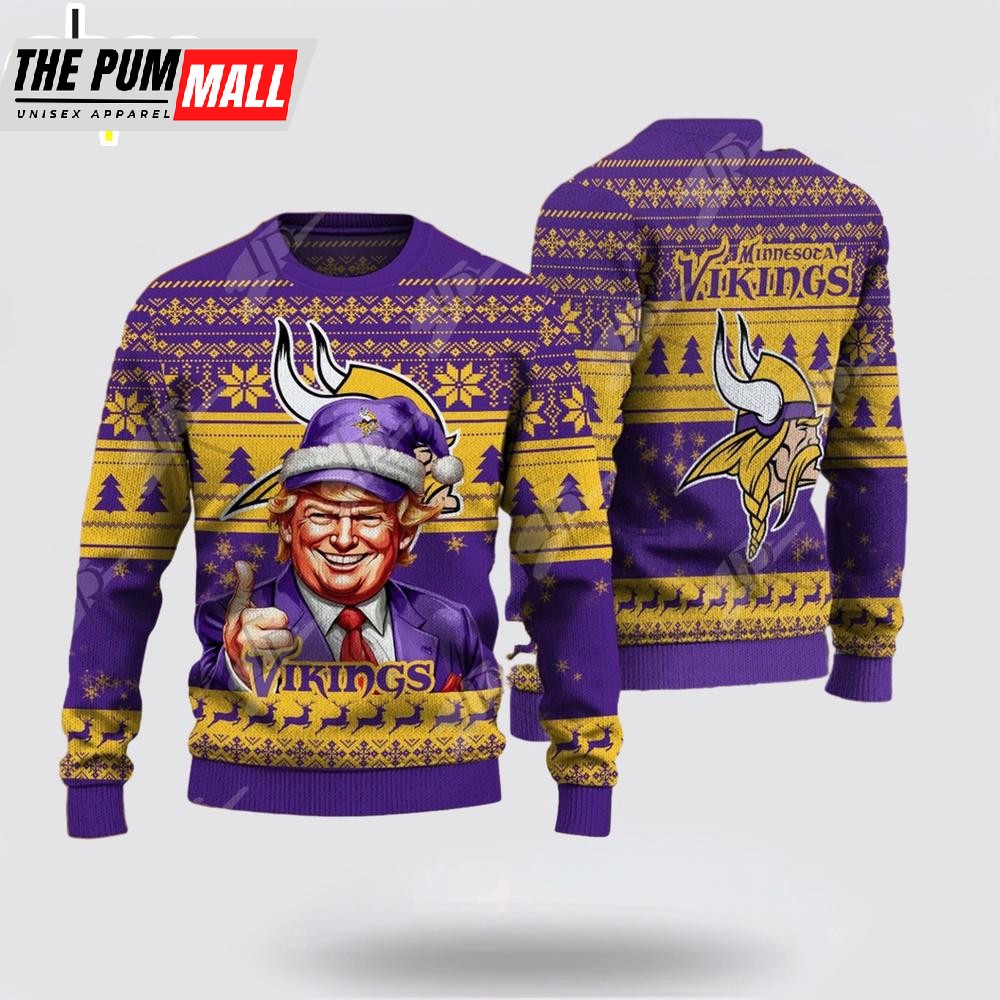 Minnesota Vikings Christmas Donald Trump Knitted Sweater