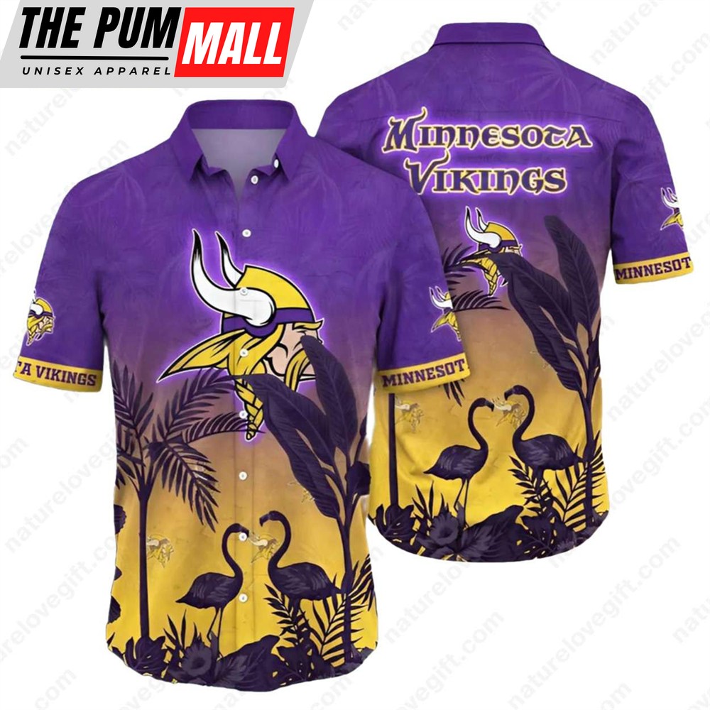 Minnesota Vikings Flamingo Sunset Hawaiian Shirt for NFL Fans