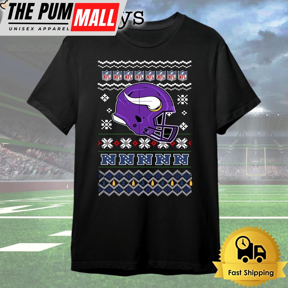 Minnesota Vikings Helmet Team Christmas T Shirt