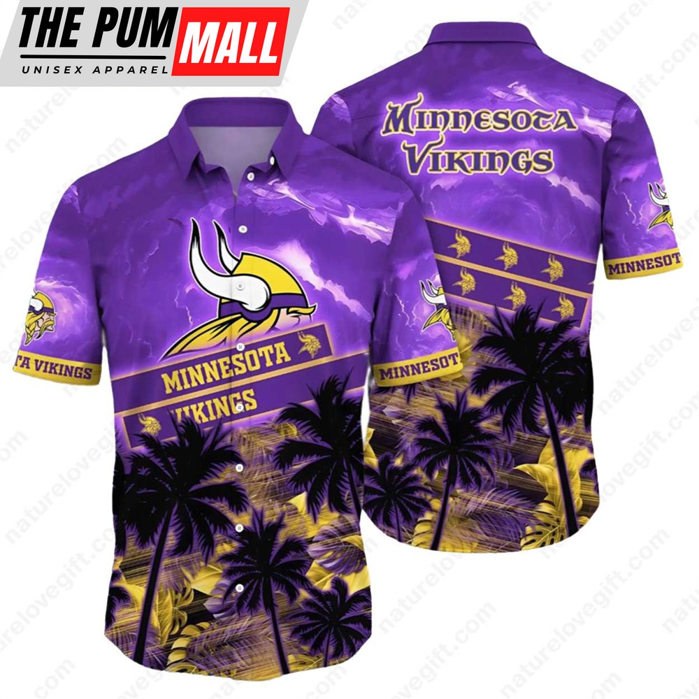 Minnesota Vikings Lush Palm Hawaiian Shirts