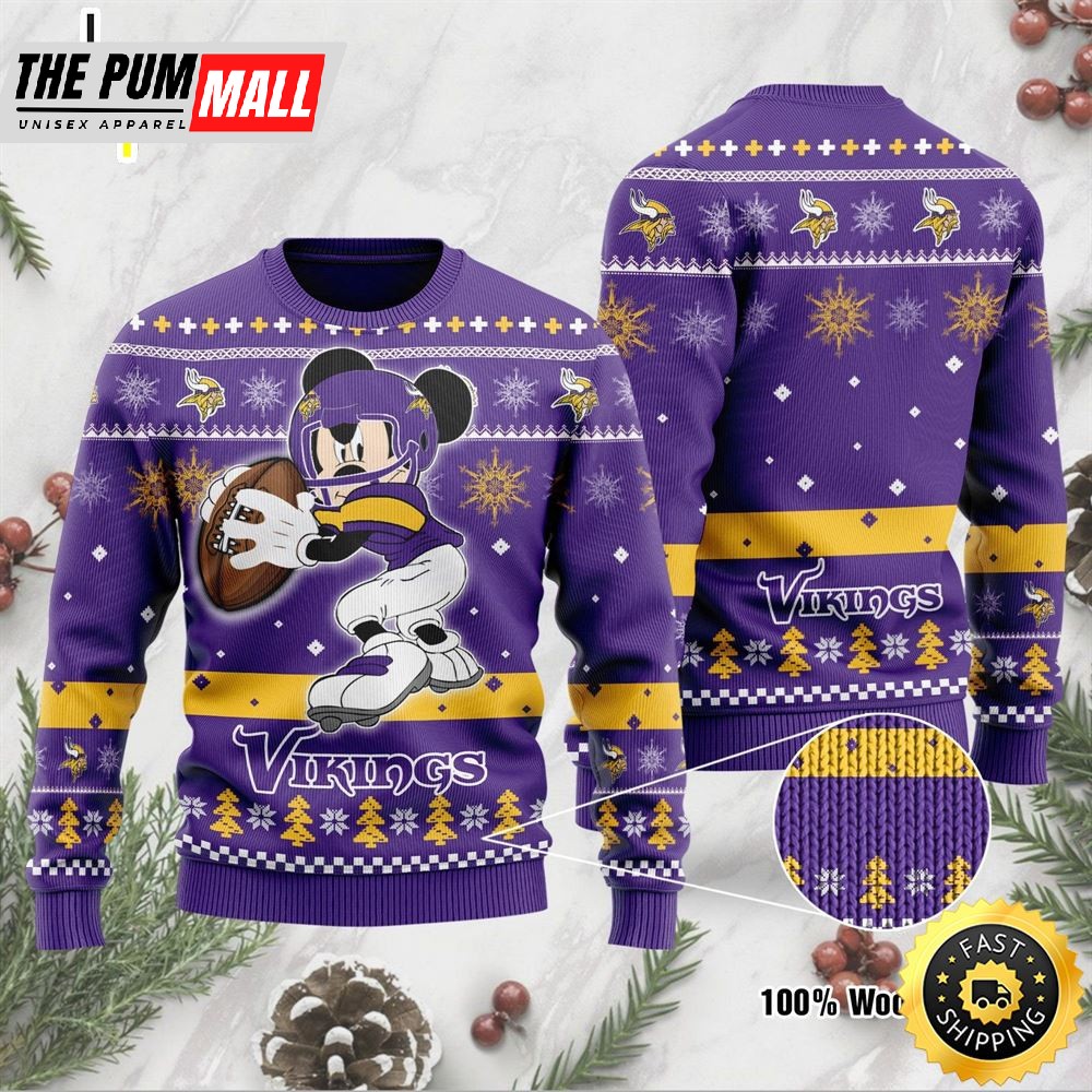 Minnesota Vikings Mickey Mouse Funny Ugly Christmas Sweater, Perfect Holiday Gift