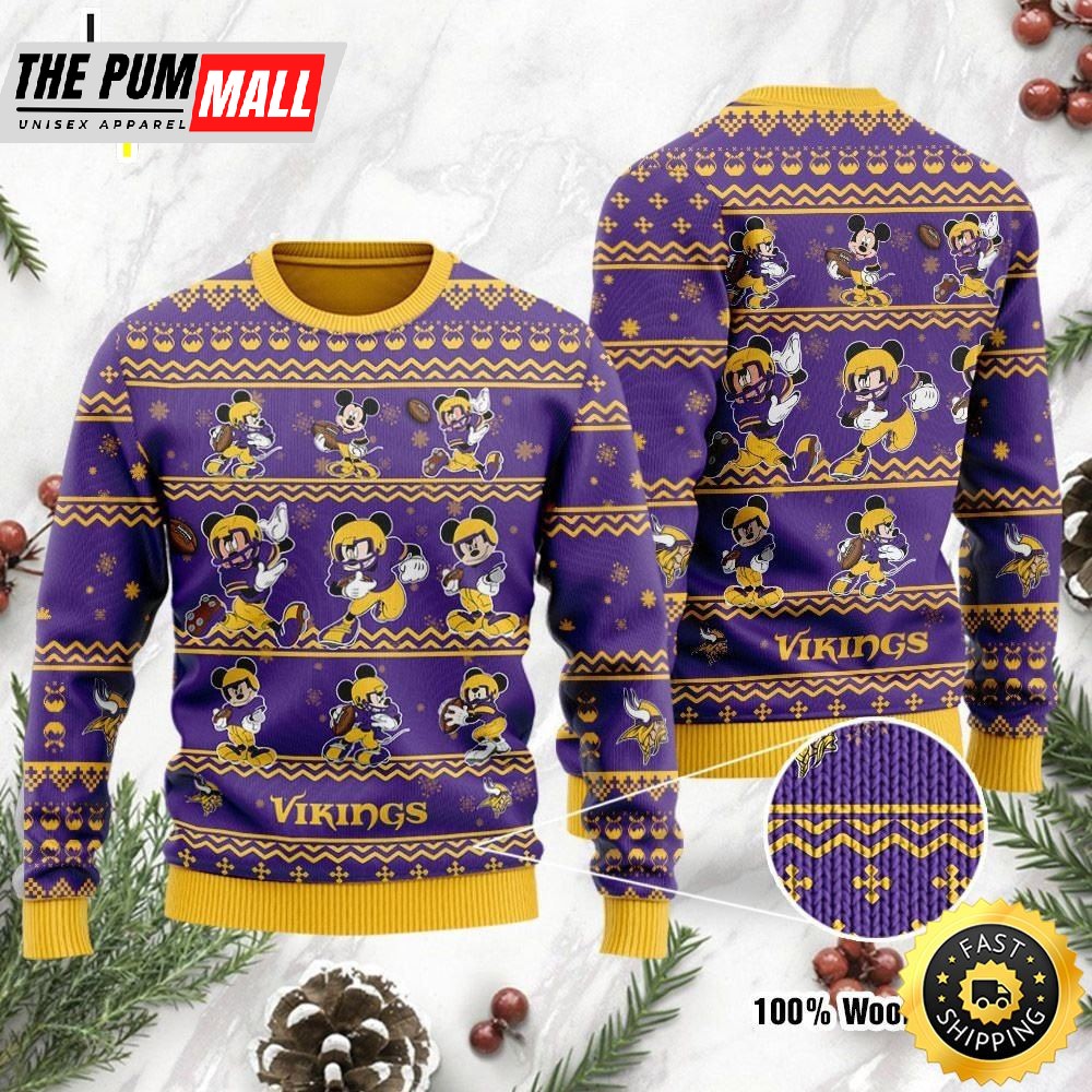 Minnesota Vikings Mickey Mouse Holiday Party Ugly Christmas Sweater, Perfect Holiday Gift