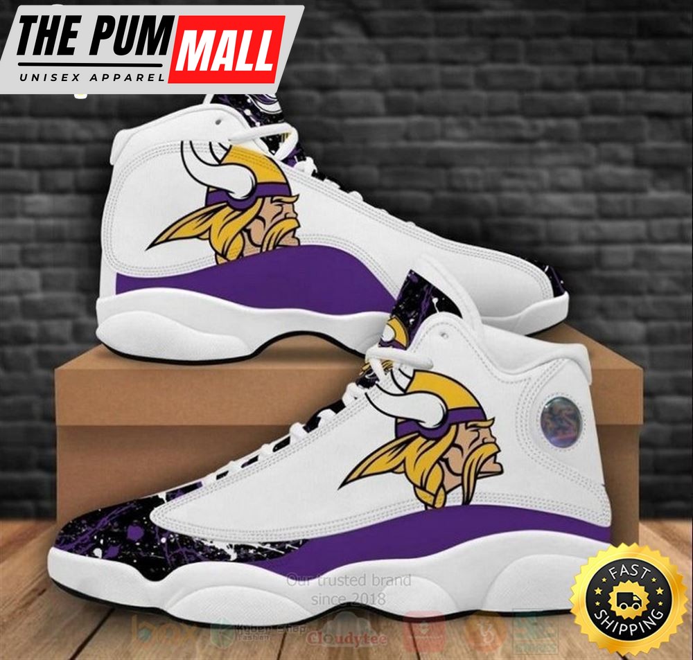 Minnesota Vikings Nfl Big Logo Bling Bling Football Team Air Jd 13 Shoes
