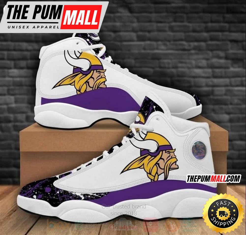 Minnesota Vikings Nfl Big Logo Bling Bling Football Team Air Jd 13 Shoes