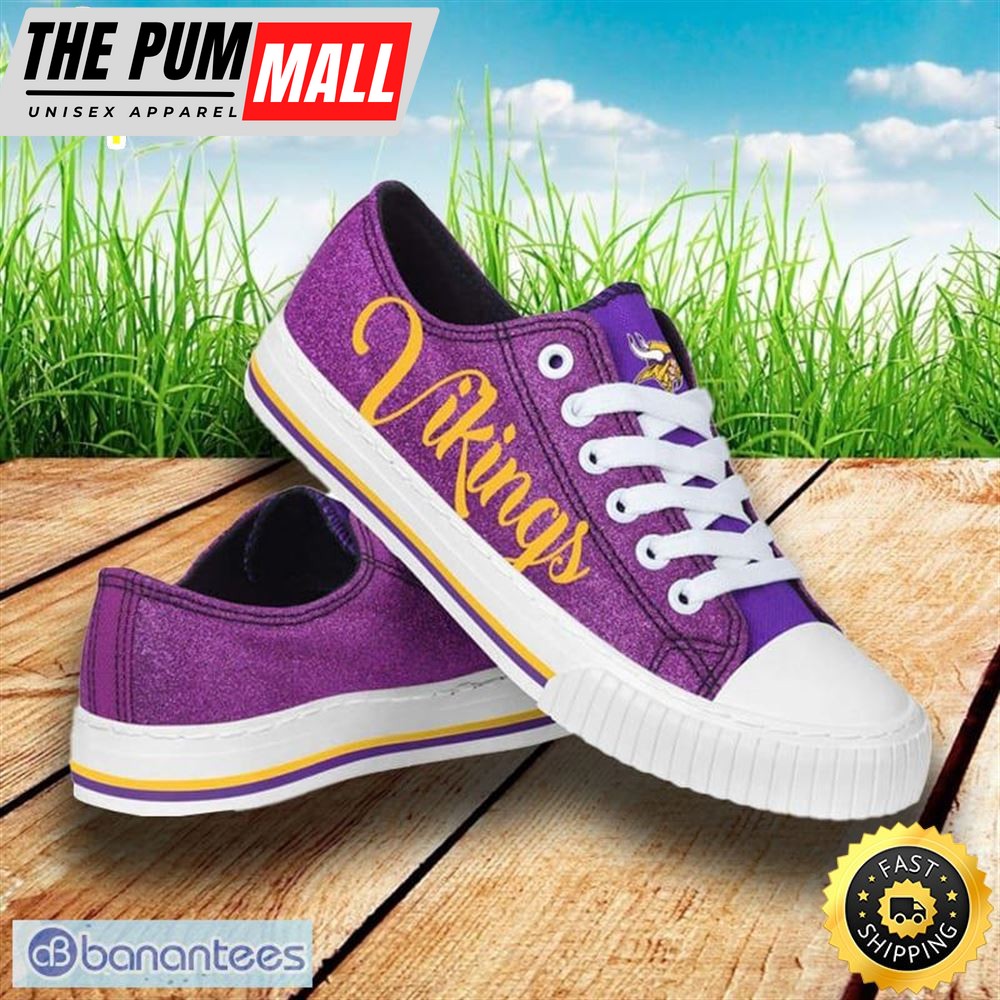 Minnesota Vikings NFL Men And Women Color Glitter Low Top Canvas Shoes For Fans