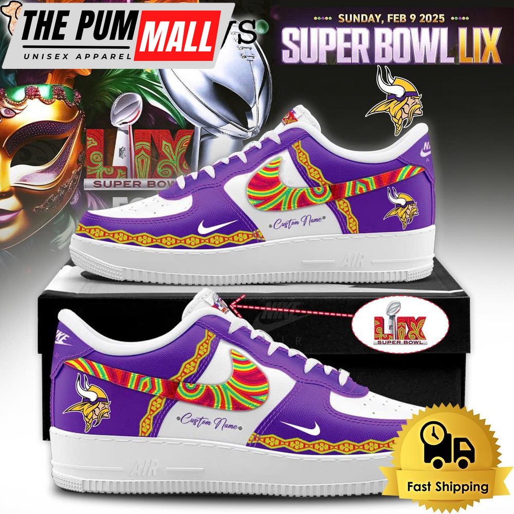 Minnesota Vikings Super Bowl Lix Limited Edition Air Force 1 Shoes