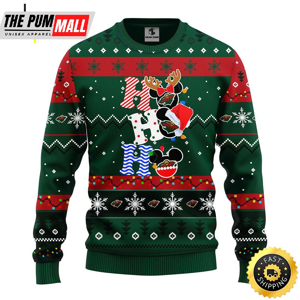 Minnesota Wild Hohoho Mickey Christmas Ugly Sweater