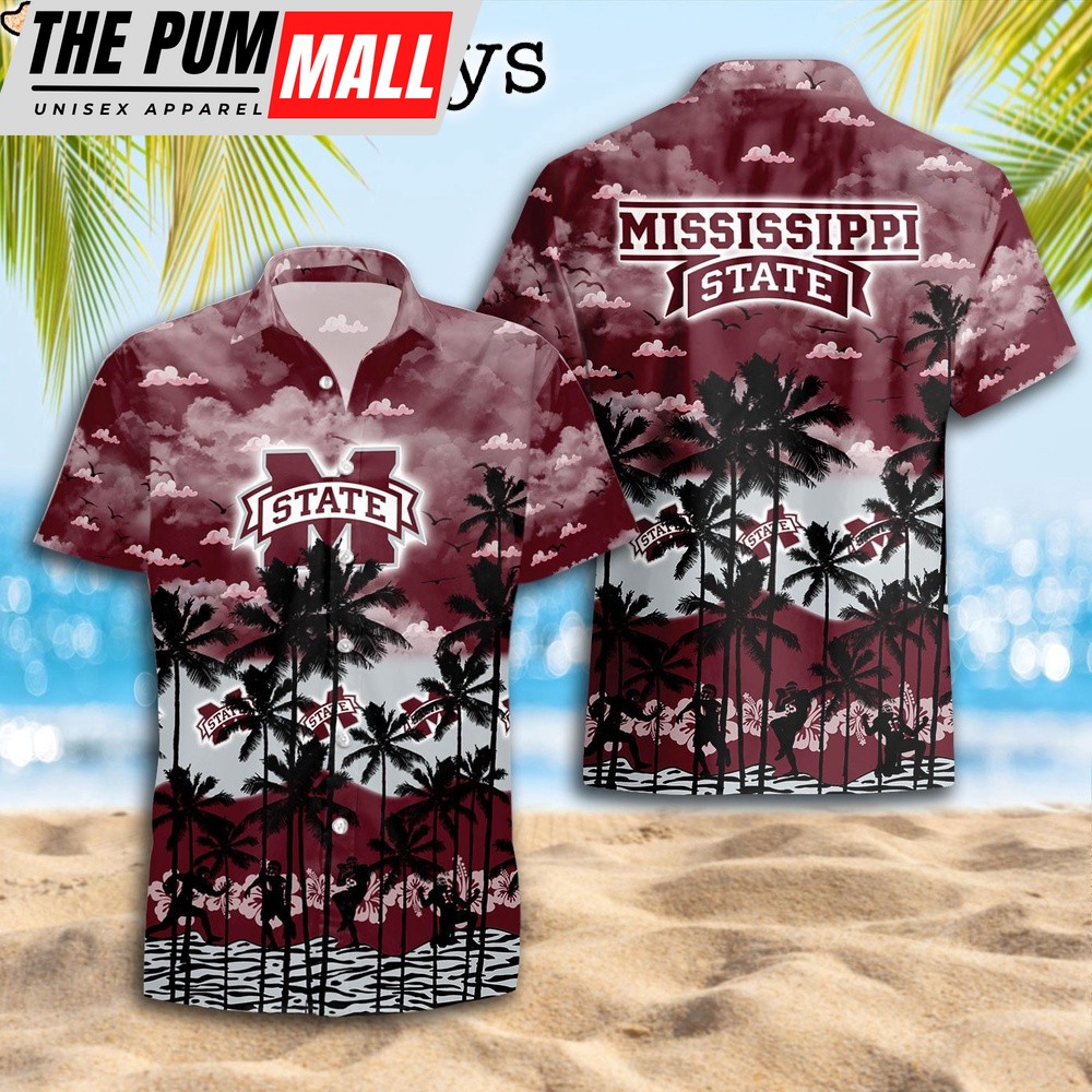 Mississippi State Bulldog Palms Tree Hawaiian Shirt