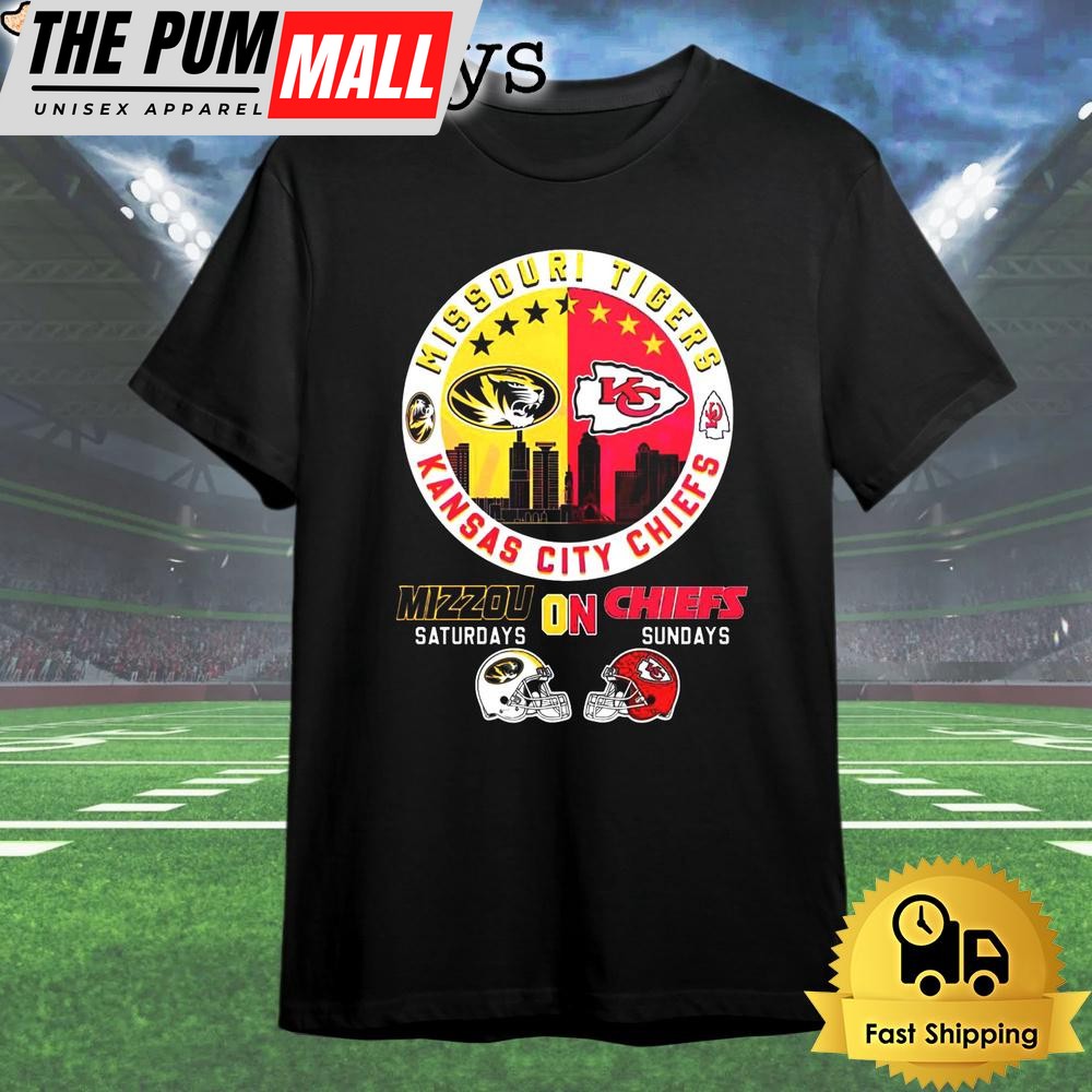 Missouri Tigers On Saturdays Kc Chiefs On Sundays T Shirt