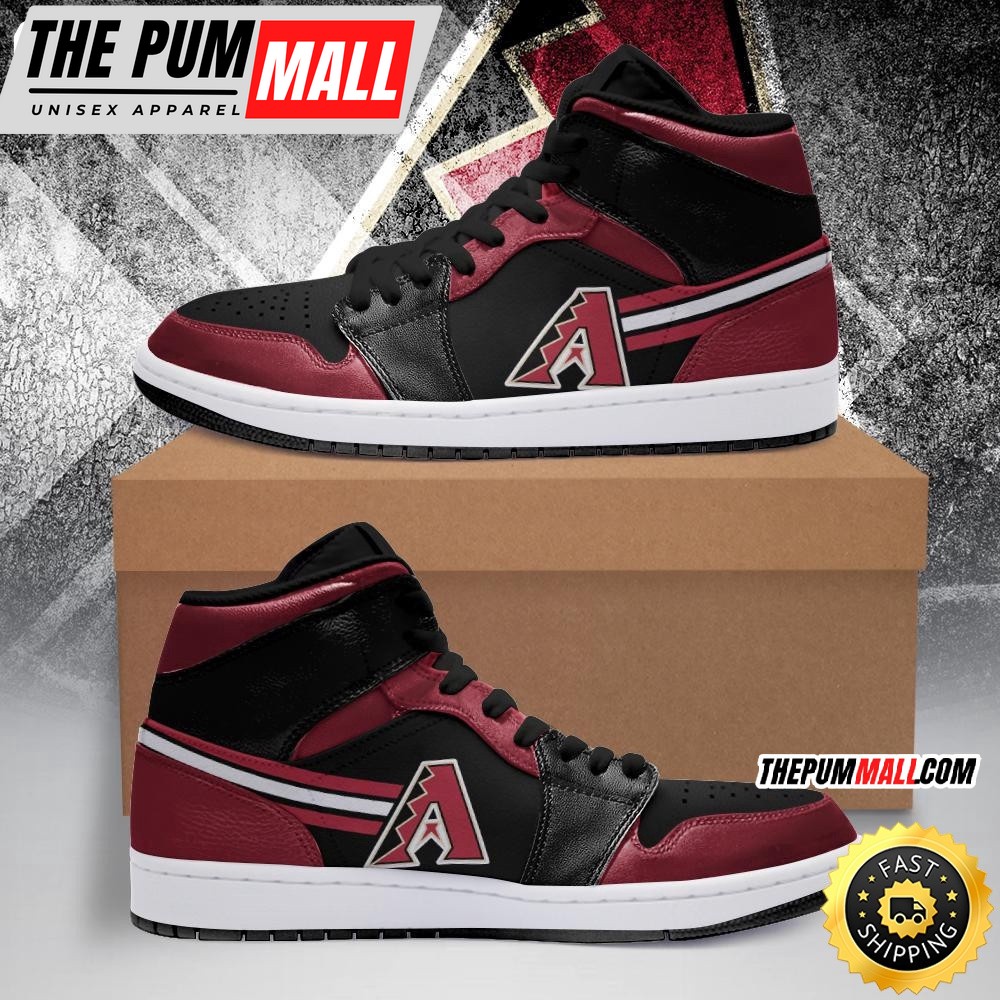 MLB Arizona Diamondbacks Red Black Air Jd 1 High Sneakers