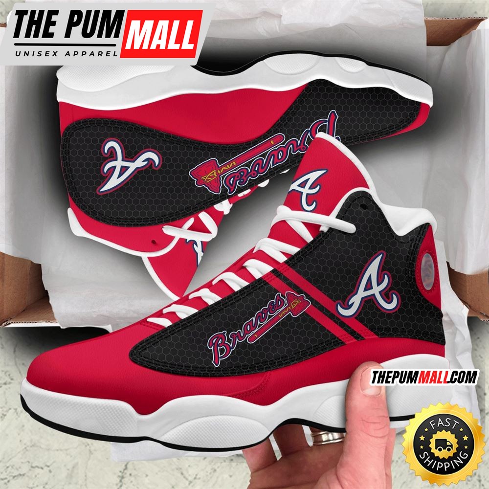 MLB Atlanta Braves Black Red Air Jd 13 Shoes
